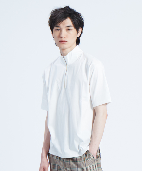 ABAHOUSE（アバハウス）の「コンパクトスムースハーフジップTシャツ（Tシャツ/カットソー・メンズ・ホワイト/ブラック/ブラウン/カーキ・44/46/48）」の2枚目の写真