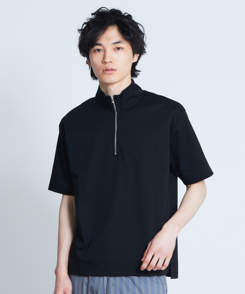 ABAHOUSE（アバハウス）の「コンパクトスムースハーフジップTシャツ（Tシャツ/カットソー・メンズ・ホワイト/ブラック/ブラウン/カーキ・44/46/48）」の3枚目の写真