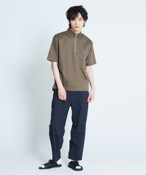 ABAHOUSE（アバハウス）の「コンパクトスムースハーフジップTシャツ（Tシャツ/カットソー・メンズ・ホワイト/ブラック/ブラウン/カーキ・44/46/48）」の9枚目の写真