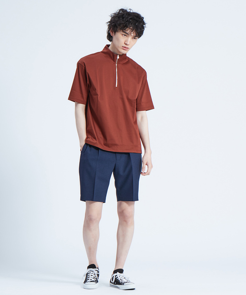 ABAHOUSE（アバハウス）の「コンパクトスムースハーフジップTシャツ（Tシャツ/カットソー・メンズ・ホワイト/ブラック/ブラウン/カーキ・44/46/48）」の6枚目の写真