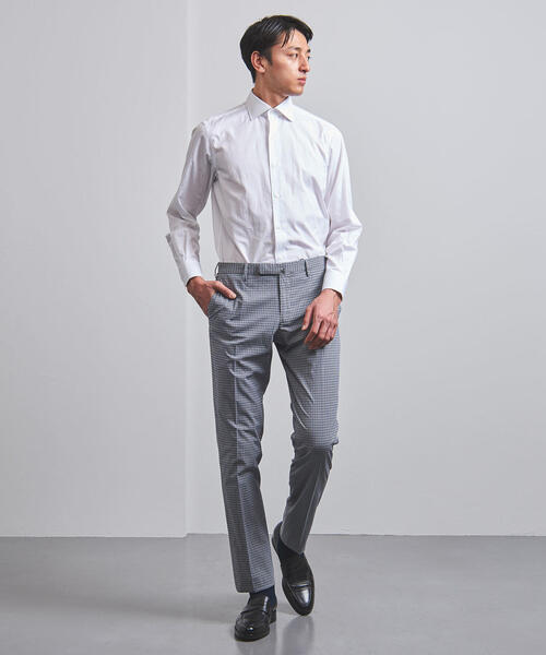 インコテックス　ホワイトチェック柄 スラックス　サイズ46 INCOTEX インコテックス スラックス SLIM FIT コットンパンツ
