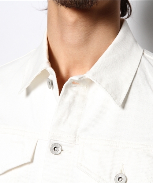 green label relaxing(グリーンレーベルリラクシング)の「WHITE DNM 3RD/TYPE ジャケット ◆(デニムジャケット・メンズ・ホワイト・LARGE/SMALL/MEDIUM)」の2枚目の写真