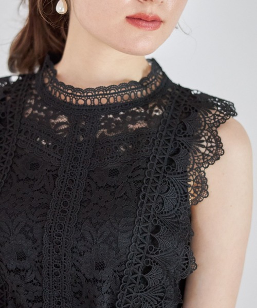 tocco closet（トッコ　クローゼット）の「総レースノースリーブトップス（シャツ/ブラウス・レディース・グレー/ブラック/オフホワイト/ベージュ/ネイビー/ピンクベージュ・M）」の20枚目の写真