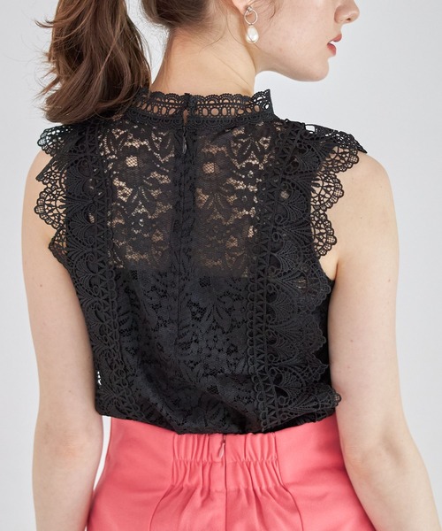 tocco closet（トッコ　クローゼット）の「総レースノースリーブトップス（シャツ/ブラウス・レディース・グレー/ブラック/オフホワイト/ベージュ/ネイビー/ピンクベージュ・M）」の21枚目の写真