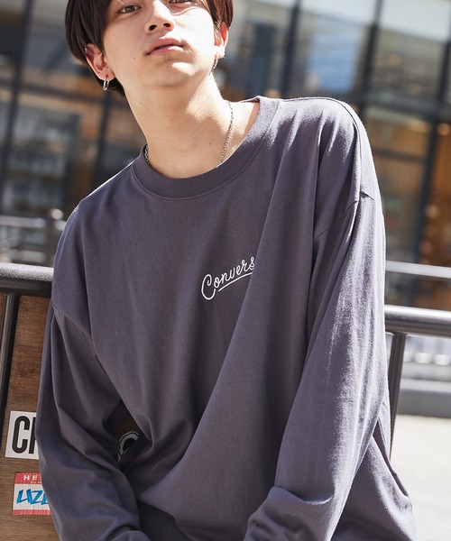 CONVERSE（コンバース）の「CONVERSE/コンバース 別注 ビッグシルエットデザインアソート 長袖カットソー（Tシャツ/カットソー・メンズ・ホワイト/ブラック/ベージュ/ネイビー/ボルドー/杢グレー/チャコール/ダークグリーン/サンドベージュ/ブラック系その他2/グレー系その他/ホワイト系その他3/ブラック系その他3/ブラック系その他/グレー系その他2/グレイッシュベージュ/ベージュ系その他3/ホワイト系その他/グリーン系その他2/ホワイト系その他2/ベージュ系その他/グリーン系その他3/グレー系その他3/ベージュ系その他2/グリーン系その他/グリーン系その他4・FREE）」の10枚目の写真