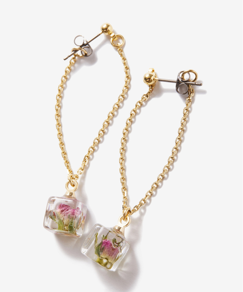 rehacer（レアセル）の「rehacer : Mini Cube Rose  Long Pierce Made in Japan / ミニキューブ ローズ ロングピアス メイドインジャパン（ピアス（両耳用）・レディース・シルバー/ゴールド・FREE）」の2枚目の写真
