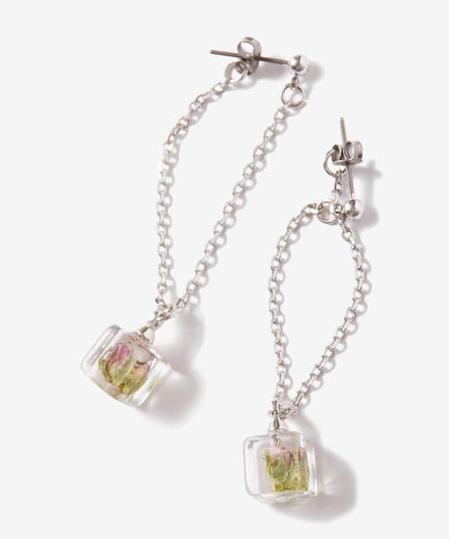 rehacer（レアセル）の「rehacer : Mini Cube Rose  Long Pierce Made in Japan / ミニキューブ ローズ ロングピアス メイドインジャパン（ピアス（両耳用）・レディース・シルバー/ゴールド・FREE）」の6枚目の写真