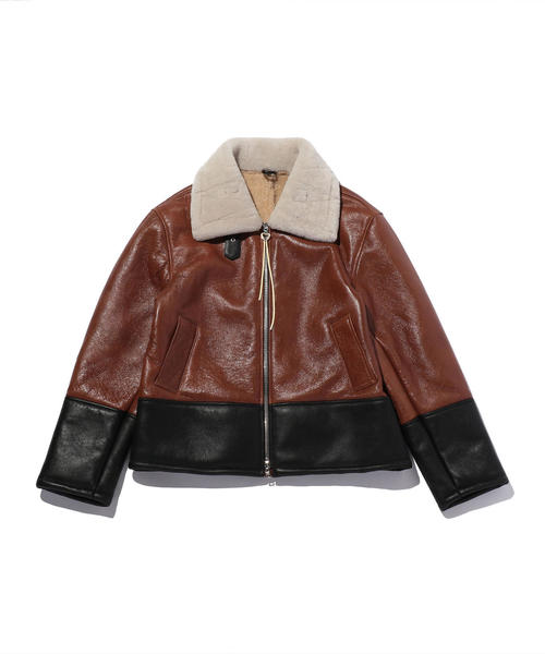 ジャケット・アウター B-3 Jacket Schott Type B3 (B-3) Flight Mouton Leather Jacket Size 40 Made in