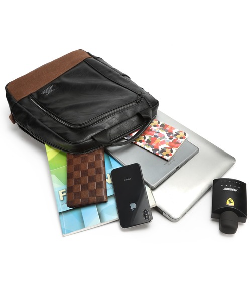 GUSCIO UOMO（グッシオ ウォーモ）の「【グッシオ ウォーモ】スクエア型リュックサック オンオフ兼用 PUレザー（バックパック/リュック・メンズ・ブラック/ネイビー/ブラウン/カーキ・FREE）」の16枚目の写真