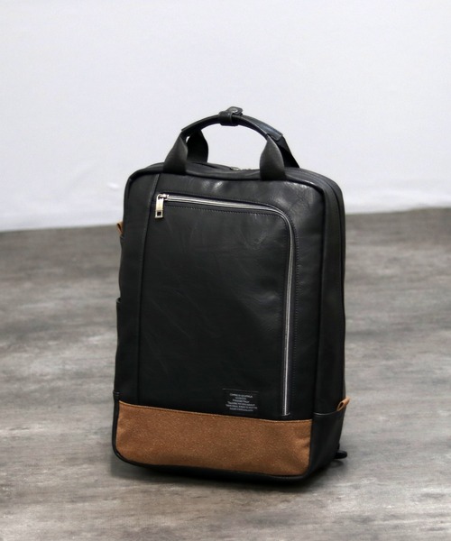 GUSCIO UOMO（グッシオ ウォーモ）の「【グッシオ ウォーモ】スクエア型リュックサック オンオフ兼用 PUレザー（バックパック/リュック・メンズ・ブラック/ネイビー/ブラウン/カーキ・FREE）」の22枚目の写真