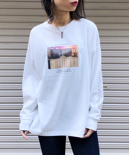 PAGEBOY（ページボーイ）の「ノスタルジックフォトロンT（Tシャツ/カットソー・レディース・ブラック/オフホワイト・FREE）」の2枚目の写真