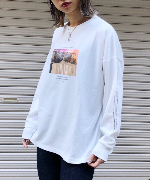 PAGEBOY（ページボーイ）の「ノスタルジックフォトロンT（Tシャツ/カットソー・レディース・ブラック/オフホワイト・FREE）」の4枚目の写真