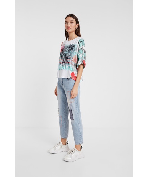 Desigual(デシグアル)の「ハワイアンスタイルTシャツ(Tシャツ/カットソー・レディース・ホワイト・2L/SS/S/M/L)」の3枚目の写真