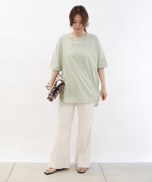 DouDou（ドゥドゥ）の「SSセミフレアパンツ3（その他パンツ・レディース・モカ/イエロー/オフホワイト・38/36）」の9枚目の写真