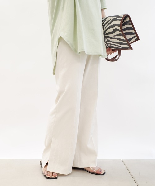 DouDou（ドゥドゥ）の「SSセミフレアパンツ3（その他パンツ・レディース・モカ/イエロー/オフホワイト・38/36）」の7枚目の写真