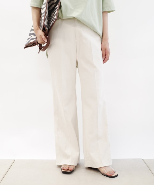 DouDou（ドゥドゥ）の「SSセミフレアパンツ3（その他パンツ・レディース・モカ/イエロー/オフホワイト・38/36）」の6枚目の写真