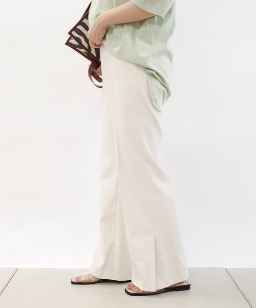 DouDou（ドゥドゥ）の「SSセミフレアパンツ3（その他パンツ・レディース・モカ/イエロー/オフホワイト・38/36）」の5枚目の写真