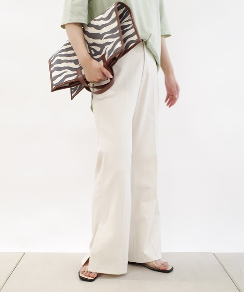 DouDou（ドゥドゥ）の「SSセミフレアパンツ3（その他パンツ・レディース・モカ/イエロー/オフホワイト・38/36）」の4枚目の写真