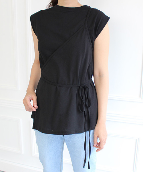 MODE ROBE（モードローブ）の「巻きビスチェセットトップス（Tシャツ/カットソー・レディース・ホワイト/ブラック/ベージュ・FREE）」の3枚目の写真