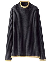 ウール入り配色デザインニットプルオーバー