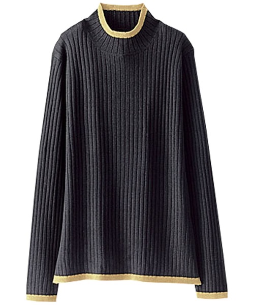 BELLUNA（ベルーナ）の「ウール入り配色デザインニットプルオーバー（ニット/セーター・レディース・ブラック系その他/グリーン系その他/グレー系その他/ブラウン系その他/ホワイト系その他・MEDIUM/LARGE/X-LARGE）」の2枚目の写真