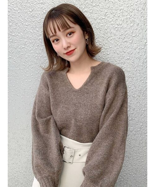 MURUA(ムルーア)の「メランジバルーンスリーブニット(ニット/セーター・レディース・アイボリー/ライトブルー/モカ・FREE)」の10枚目の写真