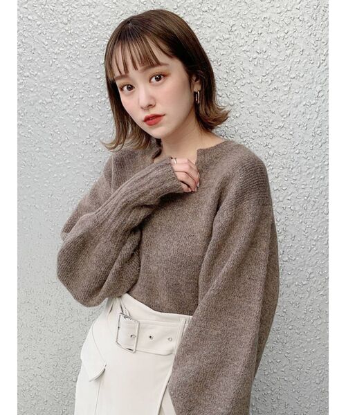 MURUA(ムルーア)の「メランジバルーンスリーブニット(ニット/セーター・レディース・アイボリー/ライトブルー/モカ・FREE)」の6枚目の写真