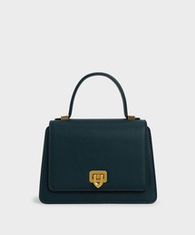 メタリックプッシュロック トップハンドルバッグ / Metallic Push-Lock Top Handle Bag