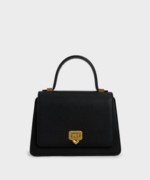 CHARLES & KEITH | メタリックプッシュロック トップハンドルバッグ / Metallic Push-Lock Top Handle Bag(ハンドバッグ)
