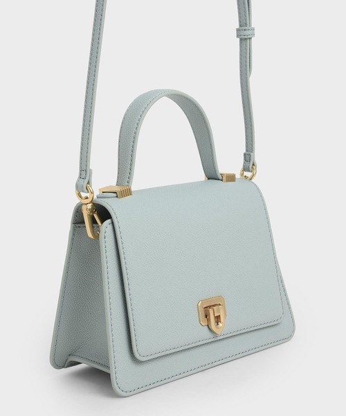 CHARLES & KEITH（チャールズ & キース）の「メタリックプッシュロック トップハンドルバッグ / Metallic Push-Lock Top Handle Bag（ハンドバッグ・レディース・ライトブルー/ブラック/グリーン/バーガンディー・S）」の19枚目の写真