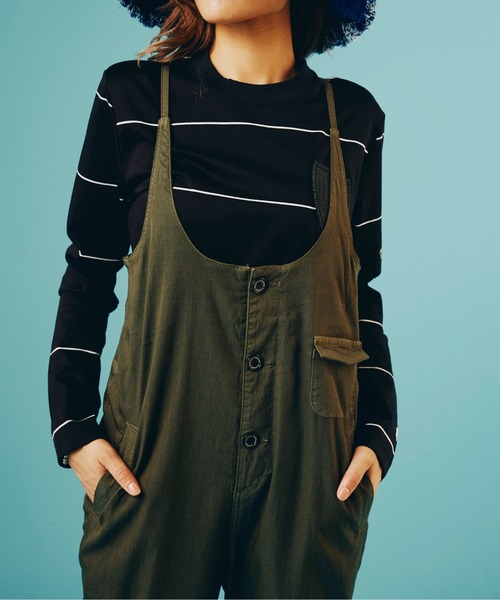 DOUBLE STANDARD CLOTHING（ダブルスタンダードクロージング）の「ニ浴染めオールインワン（つなぎ/オールインワン・レディース・ブラック/カーキ・38/36）」の4枚目の写真