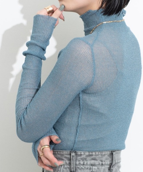 Aunt Marie's(アントマリーズ)の「シアータートルネックプルオーバー / AUNT MARIE'S(ニット/セーター・レディース・アイボリー/ライトブルー/ライトグリーン/ブラック・FREE)」の2枚目の写真