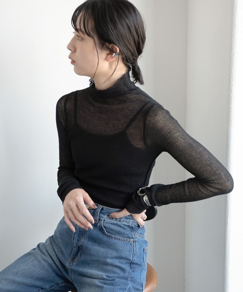 Aunt Marie's(アントマリーズ)の「シアータートルネックプルオーバー / AUNT MARIE'S(ニット/セーター・レディース・アイボリー/ライトブルー/ライトグリーン/ブラック・FREE)」の6枚目の写真