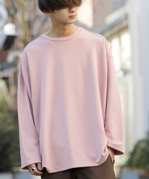 Beno（ビーノ）の「ストレッチR/Tスムース フレアスリーブ ワイドシルエット リラクシング ロンTEE（Tシャツ/カットソー・メンズ・ブラック/サックスブルー/スモークピンク/オフホワイト/ブルーグリーン/ライトベージュ/ラベンダー/テラコッタ・FREE）」の8枚目の写真