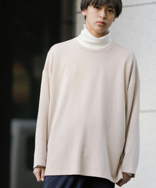 Beno（ビーノ）の「ストレッチR/Tスムース フレアスリーブ ワイドシルエット リラクシング ロンTEE（Tシャツ/カットソー・メンズ・ブラック/サックスブルー/スモークピンク/オフホワイト/ブルーグリーン/ライトベージュ/ラベンダー/テラコッタ・FREE）」の5枚目の写真