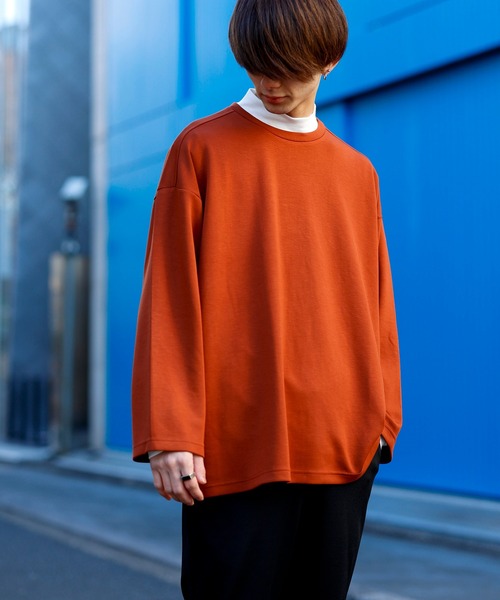 Beno（ビーノ）の「ストレッチR/Tスムース フレアスリーブ ワイドシルエット リラクシング ロンTEE（Tシャツ/カットソー・メンズ・ブラック/サックスブルー/スモークピンク/オフホワイト/ブルーグリーン/ライトベージュ/ラベンダー/テラコッタ・FREE）」の10枚目の写真