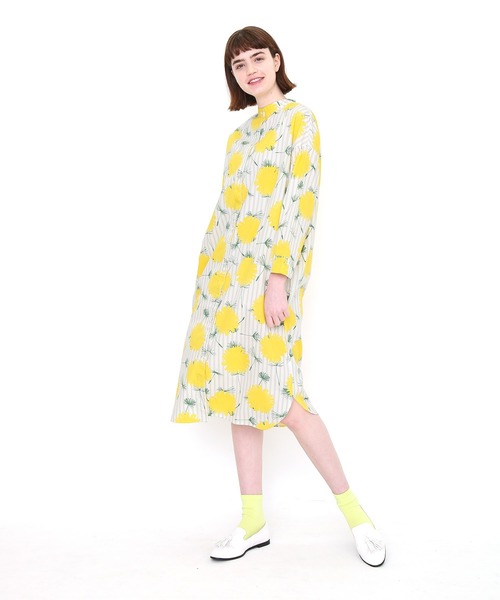 ダンデライオンストライプ Tshirts 2way長袖シャツワンピース ライトグレー シャツワンピース Design Store Design Tshirts Store Graniph デザイン ティーシャツ ストア グラニフ のファッション