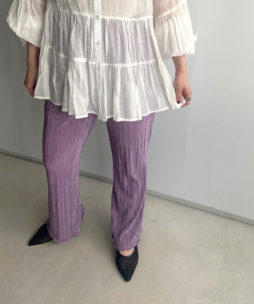 prose verse（プロズヴェール）の「サテンミニプリーツセミフレアパンツ（その他パンツ・レディース・ブラック/パープル/アイボリー/ミント/モカ/グレイッシュベージュ/イエロー・ﾌﾘ-）」の6枚目の写真