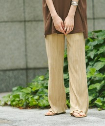 サテンミニプリーツセミフレアパンツ
