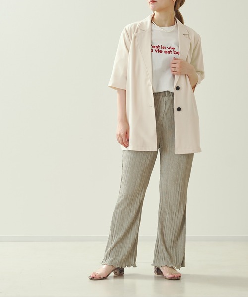 prose verse（プロズヴェール）の「サテンミニプリーツセミフレアパンツ（その他パンツ・レディース・ブラック/パープル/アイボリー/ミント/モカ/グレイッシュベージュ/イエロー・ﾌﾘ-）」の5枚目の写真