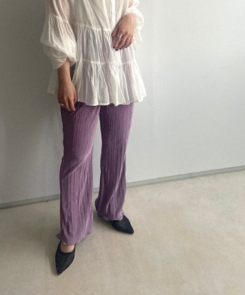 prose verse（プロズヴェール）の「サテンミニプリーツセミフレアパンツ（その他パンツ・レディース・ブラック/パープル/アイボリー/ミント/モカ/グレイッシュベージュ/イエロー・ﾌﾘ-）」の16枚目の写真