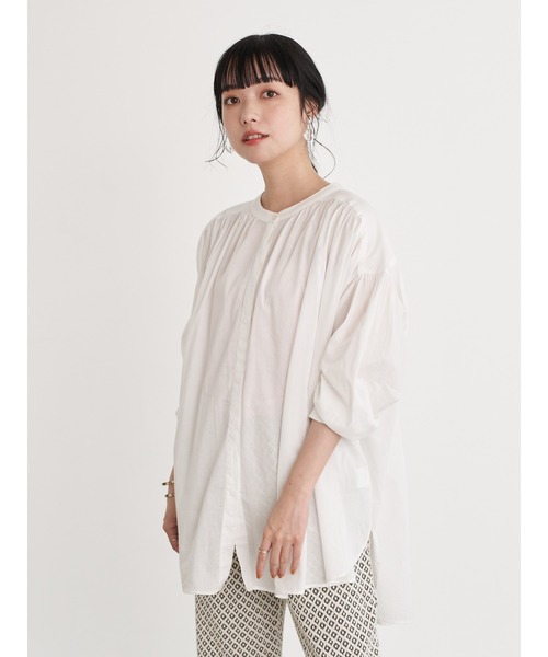 earth music&ecology（アースミュージックアンドエコロジー）の「C/Rギャザーブラウス ＊（シャツ/ブラウス・レディース・オフホワイト/ブラウン・FREE）」の18枚目の写真