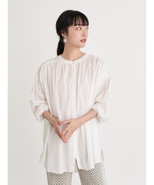 earth music&ecology（アースミュージックアンドエコロジー）の「C/Rギャザーブラウス ＊（シャツ/ブラウス・レディース・オフホワイト/ブラウン・FREE）」の20枚目の写真