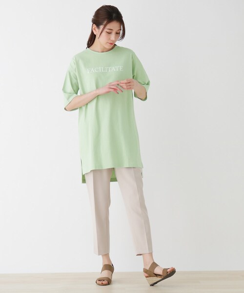 SHOO・LA・RUE（シューラルー）の「◆シンプルロゴ天竺Tシャツ（Tシャツ/カットソー・レディース・ブラック/ホワイト系/ダークグリーン・03/04/02）」の10枚目の写真