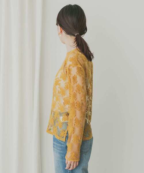 KBF+（ケービーエフプラス）の「KBF+　チュール刺繍プルオーバー（その他トップス・レディース・オフホワイト/ブルー系その他/キャメル・ONE）」の14枚目の写真