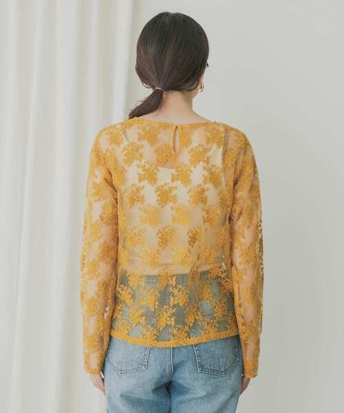 KBF+（ケービーエフプラス）の「KBF+　チュール刺繍プルオーバー（その他トップス・レディース・オフホワイト/ブルー系その他/キャメル・ONE）」の16枚目の写真