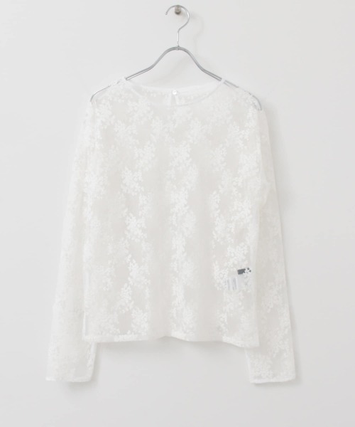 KBF+（ケービーエフプラス）の「KBF+　チュール刺繍プルオーバー（その他トップス・レディース・オフホワイト/ブルー系その他/キャメル・ONE）」の12枚目の写真
