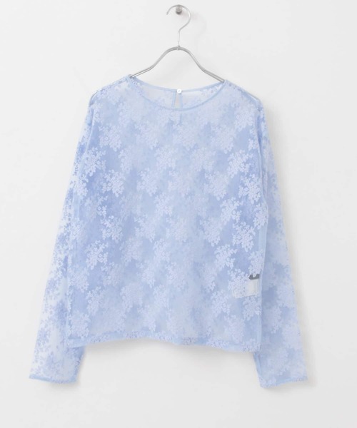 KBF+（ケービーエフプラス）の「KBF+　チュール刺繍プルオーバー（その他トップス・レディース・オフホワイト/ブルー系その他/キャメル・ONE）」の9枚目の写真