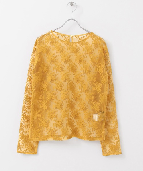 KBF+（ケービーエフプラス）の「KBF+　チュール刺繍プルオーバー（その他トップス・レディース・オフホワイト/ブルー系その他/キャメル・ONE）」の4枚目の写真