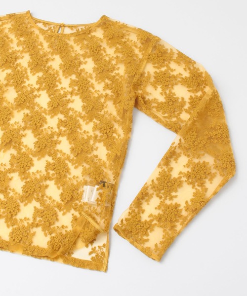 KBF+（ケービーエフプラス）の「KBF+　チュール刺繍プルオーバー（その他トップス・レディース・オフホワイト/ブルー系その他/キャメル・ONE）」の11枚目の写真